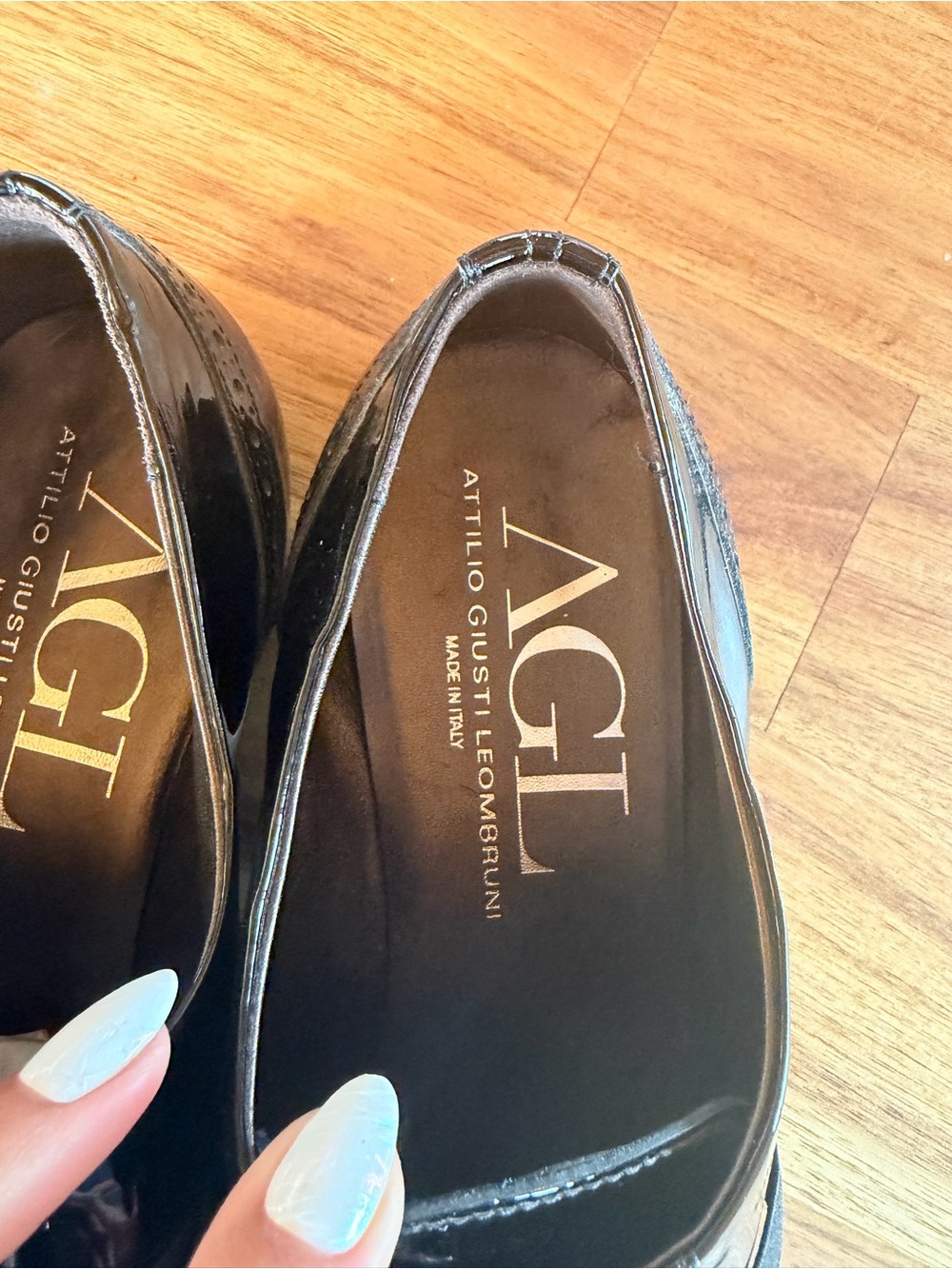 AGL Black Patent Leather Women’s Dress Loafers with Bow Accent - Picture 2 of 5